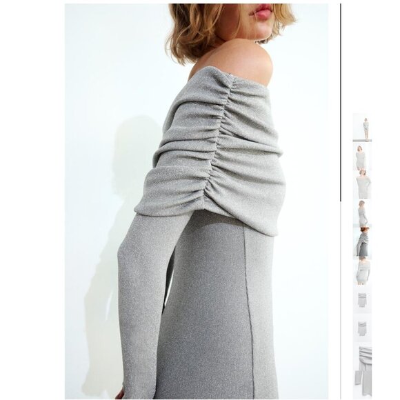 ZARA STRAPLESS METALLIC THREAD DRESS Size M NEW WITH TAG! - Picture 4 of 10